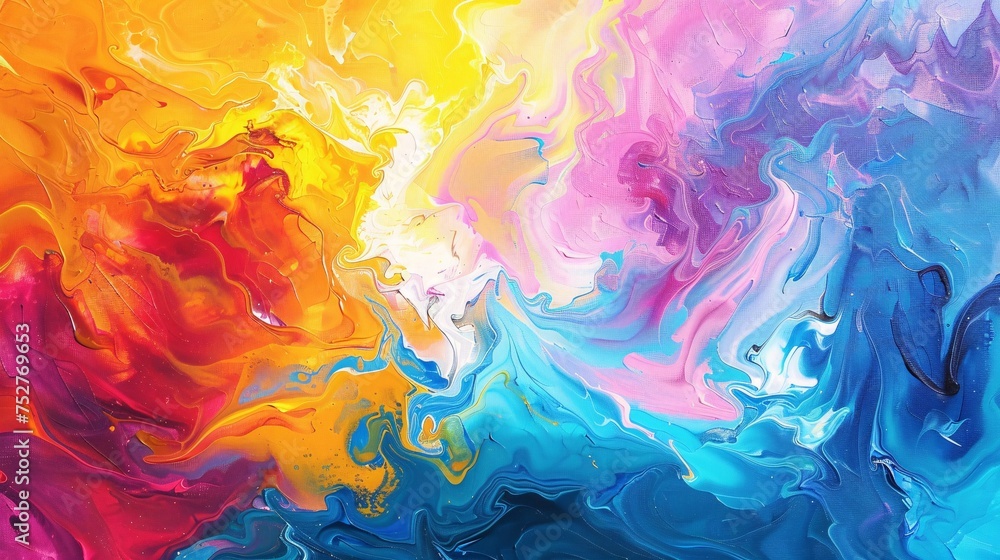 Colorful Abstract Artwork with a Pop of Pink and Blue Generative AI