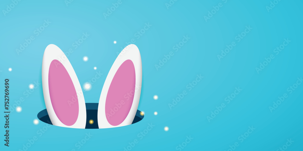 Easter Monday. Rabbit ears surrounded by sparkles and an area for text. Great for Cards, banners, posters, social media and more. Blue background. Easter Monday. Rabbit ears surrounded by sparkles and an area for text. Great for Cards, banners, posters, social media and more. Blue background.