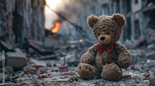 Bear in the Ruins A Teddy Bear's Survival Story Generative AI