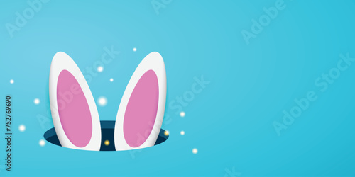 Easter Monday. Rabbit ears surrounded by sparkles and an area for text. Great for Cards, banners, posters, social media and more. Blue background.