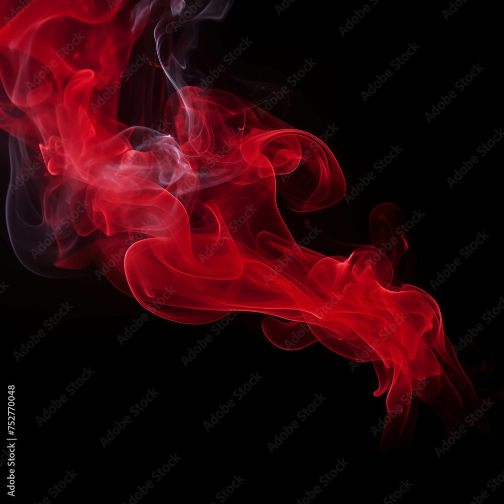 Image of red cigarette smoke on a black background. Image of red cigarette smoke on a black background.