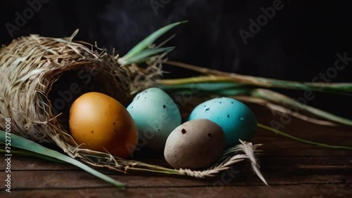 Eeaster eggs colorful pastel colors Happy Easter day photo