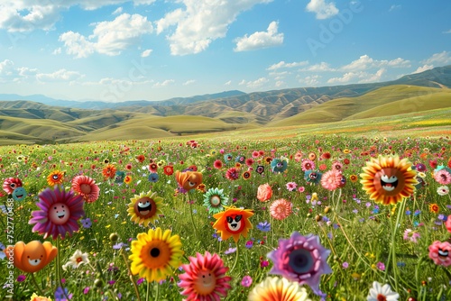 Flower Power A Vibrant Display of Sunflowers and Wildflowers in a Field of Dreams Generative AI