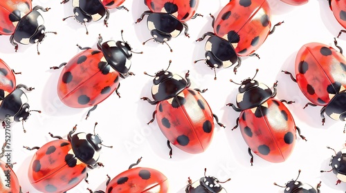 Red Ladybugs - A creative title that highlights the red color of the ladybugs and their unique appearance. Generative AI © Riya