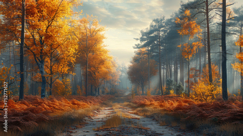 Beautiful autumn forest in national park 'De hoge Veluwe' in the Netherlands.