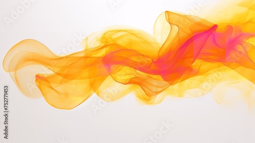 Dynamic Elegance: Orange Smoke Abstract on White Background photo