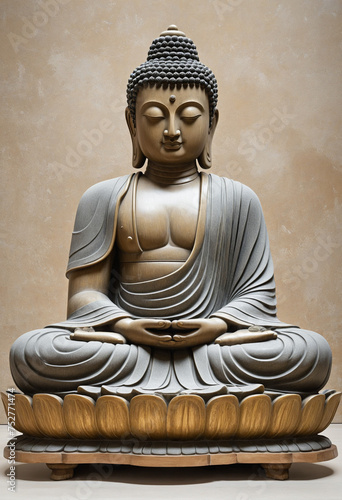 a carved buddha statue made from stone isolated on a transparent background