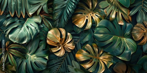 Leaf background green plant tree abstract pattern. Generative Ai