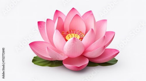 Serene Bloom: Pink Lotus Flower Isolated on White Background