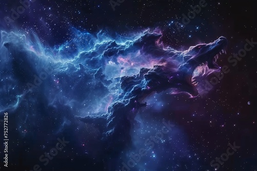 Purple Nebula with a Wolf's Head A Stellar Sight for the Month of April Generative AI photo