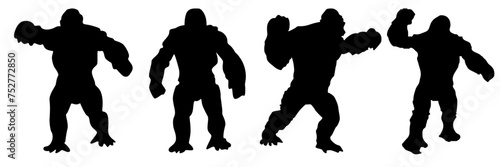 Abstract Vector Gorilla Silhouette Set