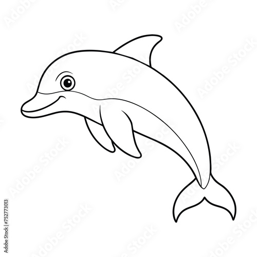 Dolphin illustration coloring page for kids