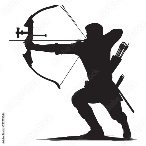 archer silhouette vector logo template