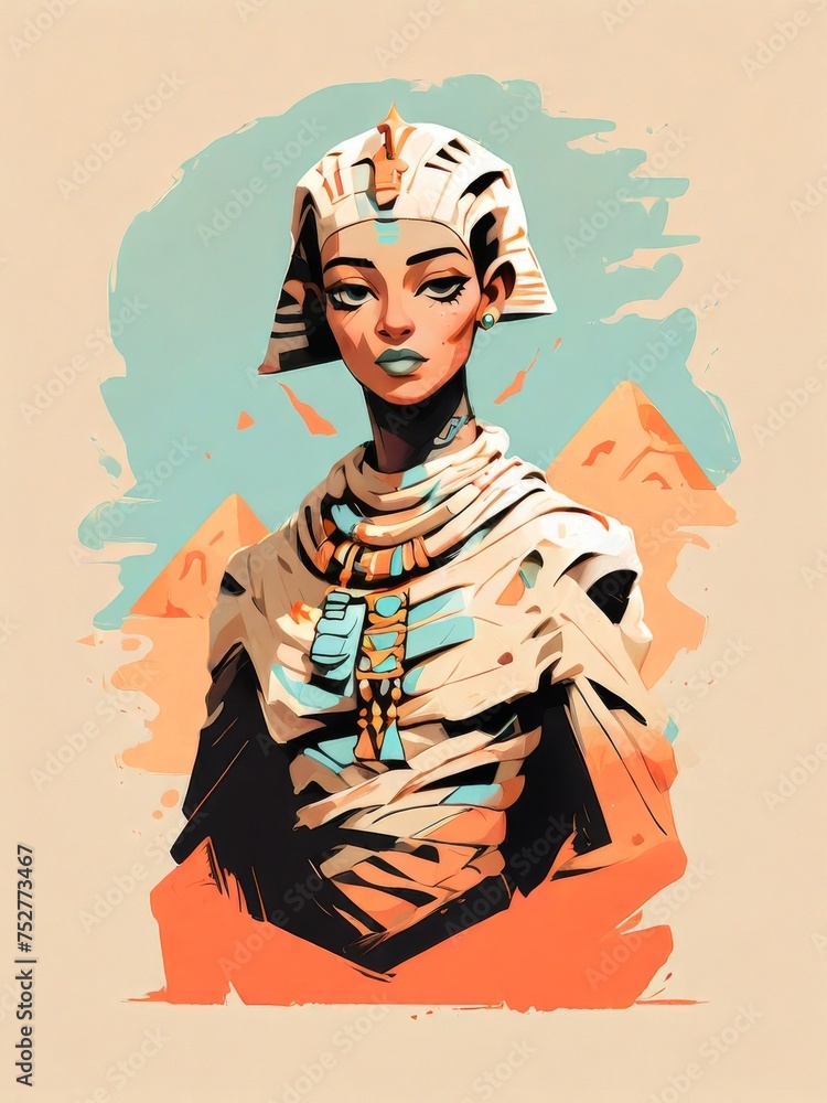 egyptian woman in flat illustration