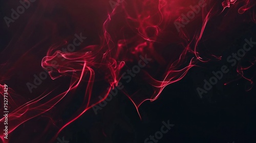 Abstract thin streams of red smoke on black background, creating a mesmerizing smoothness of movement