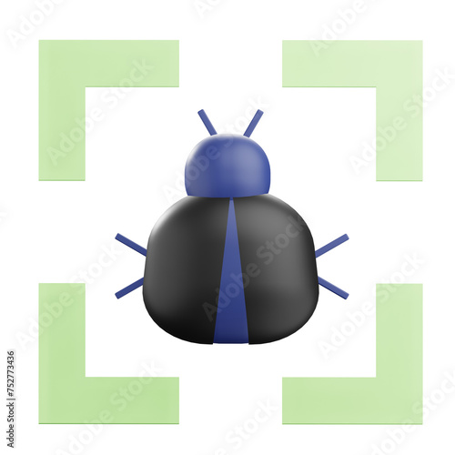 3D Virus Scan Illustration with Transparent Background