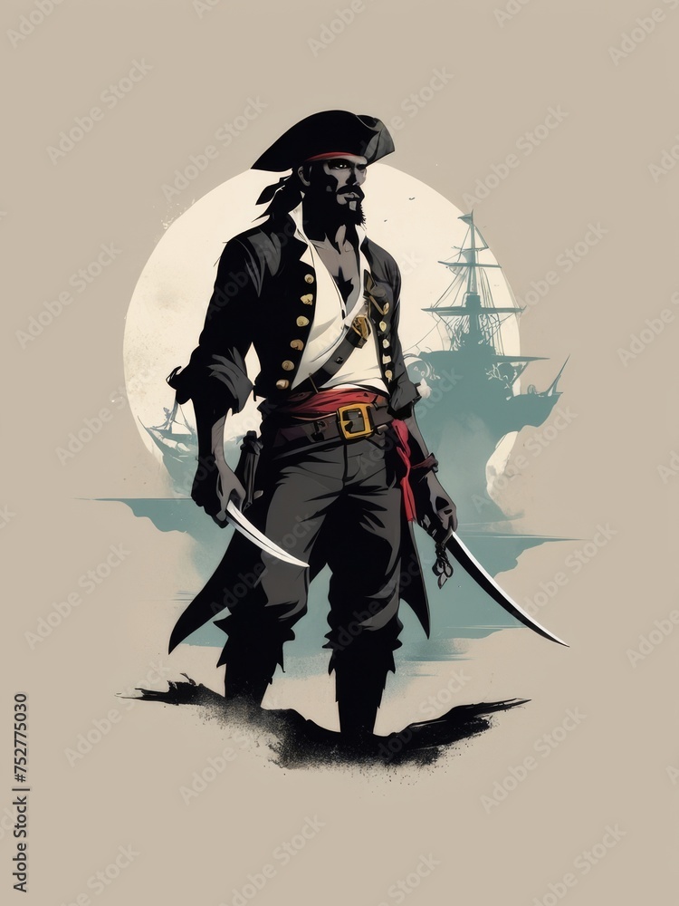 pirates minimalist t-shirt design