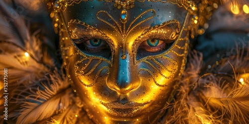 Venetian masquerade party at the Carnival of Masks. Generative Ai