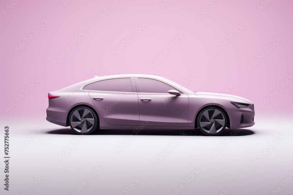 3Drendered modern sedan in stylish pastel perfect for commercial use isolated