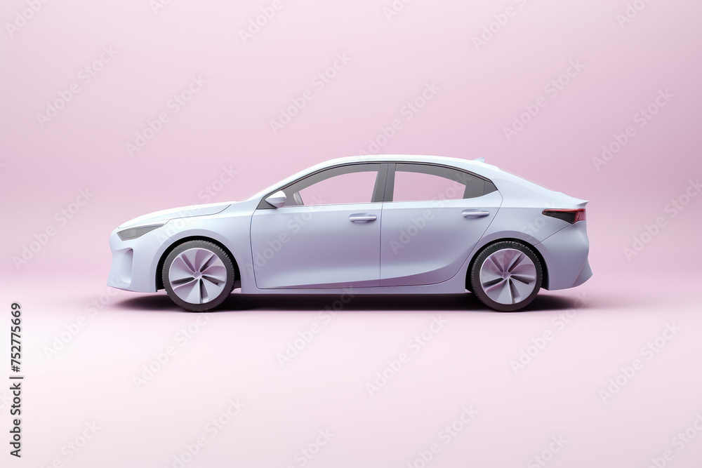 3Drendered modern sedan in stylish pastel perfect for commercial use isolated