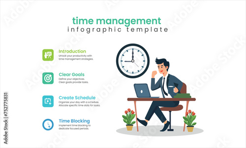 work time management planning. Infographic design template