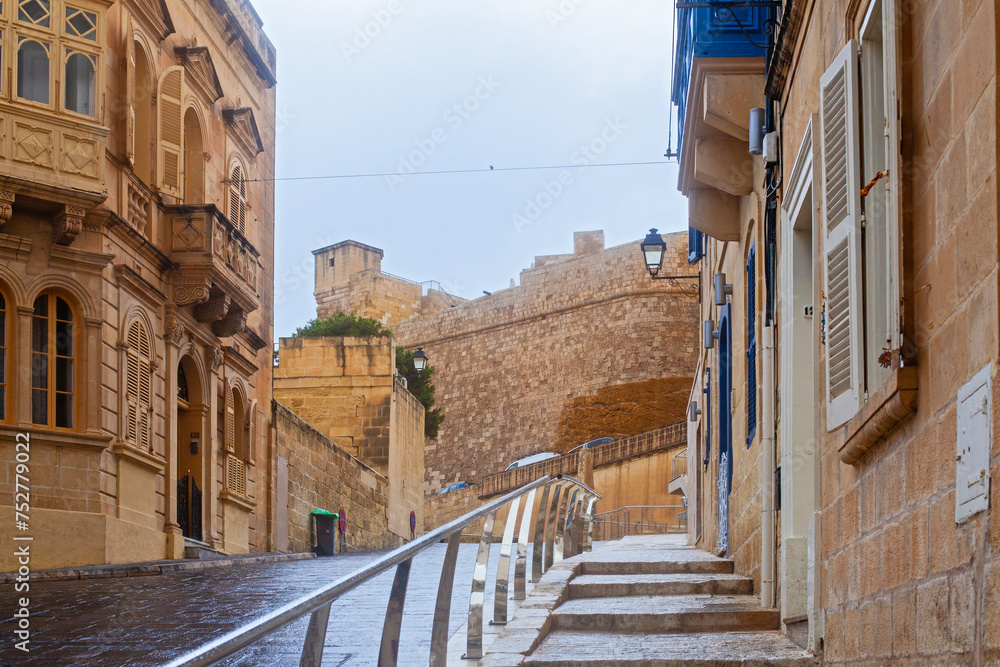Citadel castle in downtown of Victoria, the capital of Gozo island in Malta