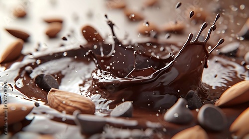 3d render of Chocolate splashing with almond
