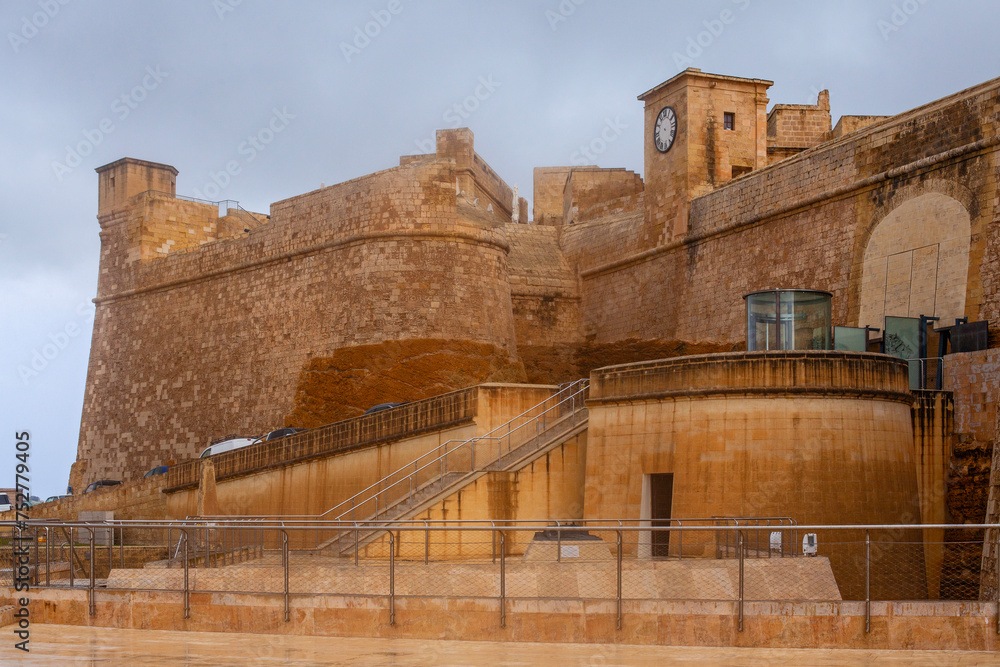 Citadel castle in downtown of Victoria, the capital of Gozo island in Malta