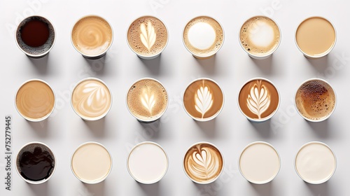 Coffee Bliss To-Go: Set of Paper Take-Away Cups with Different Coffee Varieties
