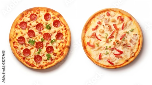 Culinary Delight: Set of Pizza Top Slices Isolated on White Background