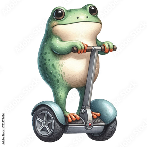 frog stand on segway clipart watercolor 

