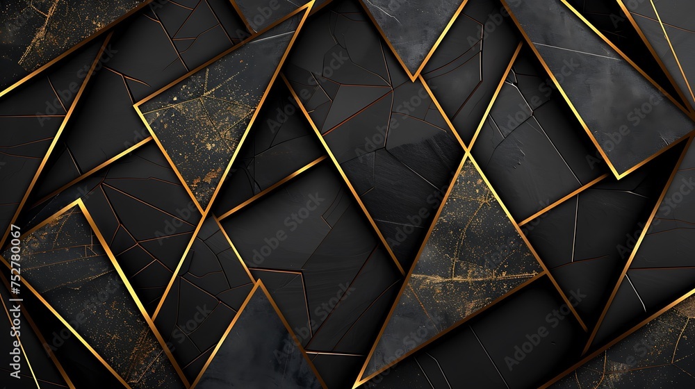 Modern and stylish abstract design poster with golden lines and black geometric pattern Modern and stylish abstract design poster with golden lines and black geometric pattern