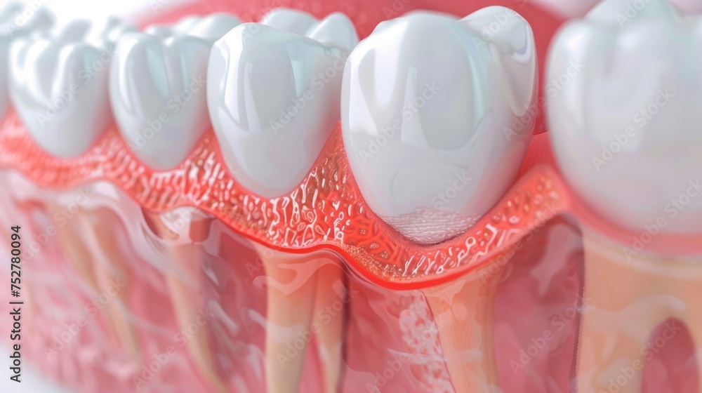 Periodontitis also called gum disease, A serious gum infection that