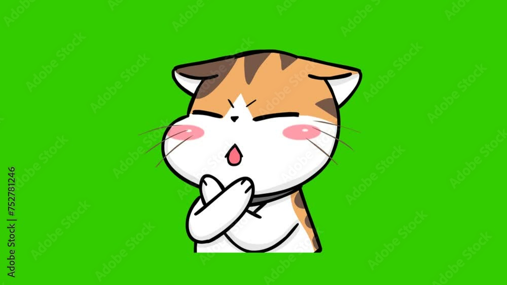 no animation orange cute cat on green screen no animation orange cute cat on green screen