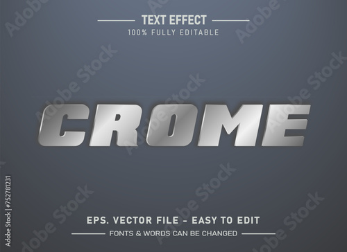 Vector crome editable text effect silver style