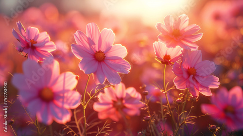 Beautiful cosmos flowers blooming in garden.