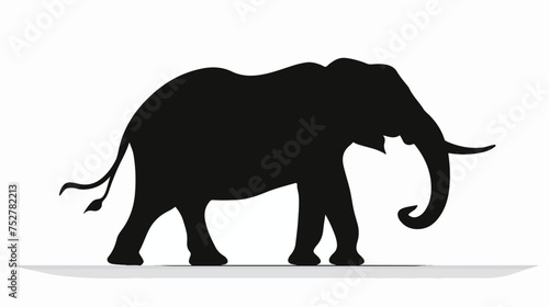 A silhouette of a black and white elephant. flat vector
