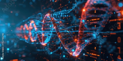 Scientific Hologram Science DNA Medical Screen Hud Data Analyzer. Generative Ai