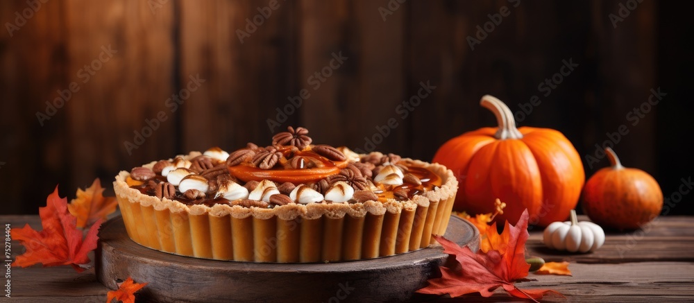 Delicious Cupcake Adorned with Pumpkin and Sweet Candies, Ideal Treat for Halloween Celebration