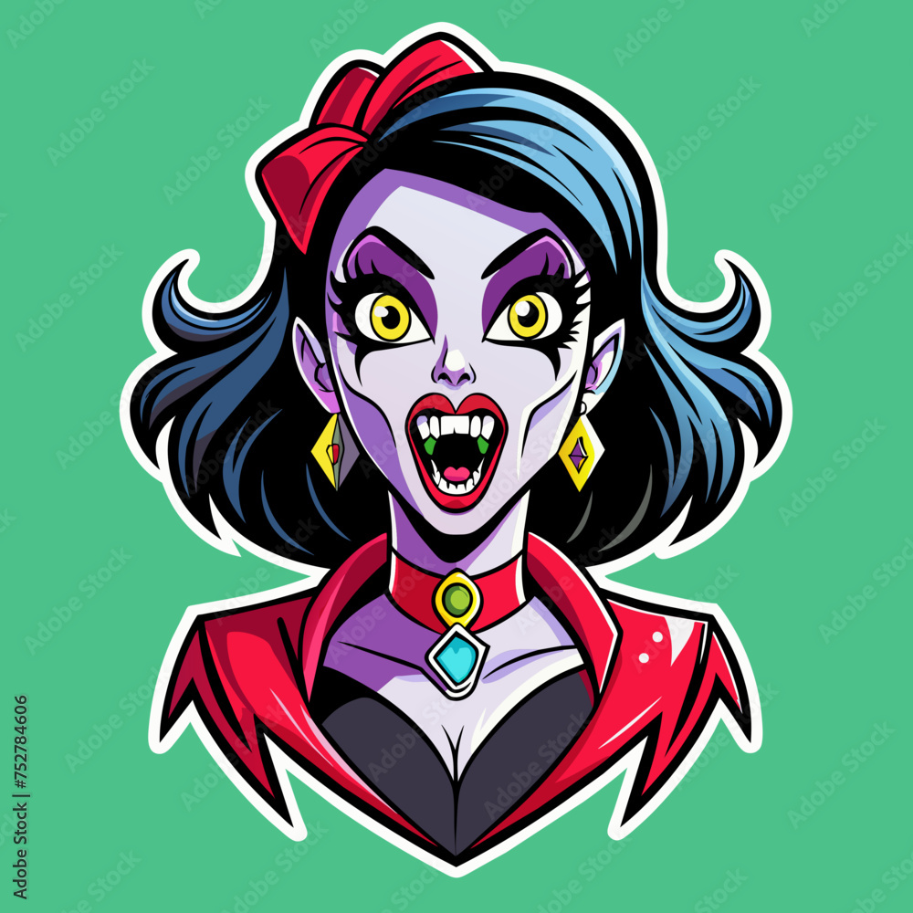 Tshirt sticker of a Scream Queen Vibes Attitude Horror Girl Sticker
