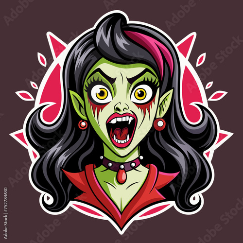 Tshirt sticker of a Scream Queen Vibes Attitude Horror Girl Sticker 