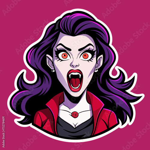 Tshirt sticker of a Scream Queen Vibes Attitude Horror Girl Sticker
