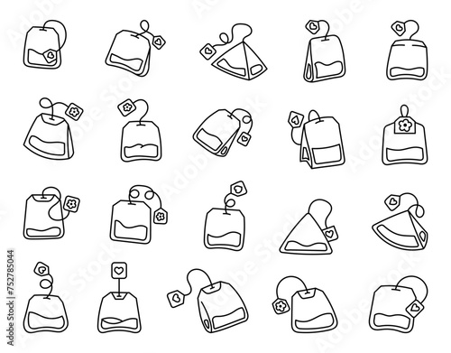 Bag of tea. Coloring Page. Breakfast. Hand drawn style. Vector drawing. Collection of design elements. photo
