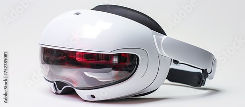 Safety First: Illuminated White Helmet with Vibrant Red Light for Enhanced Visibility