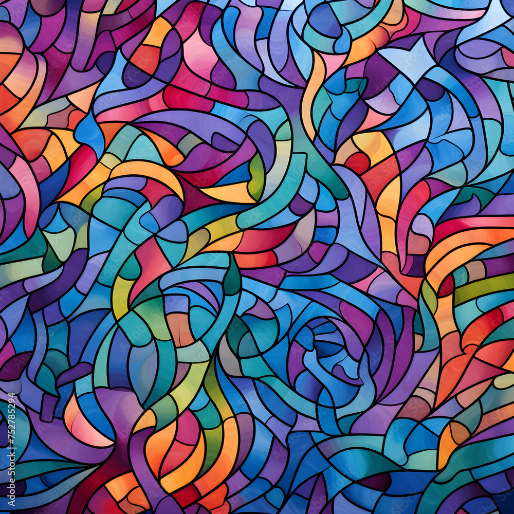 Intricate Vibrant CM Pattern Design: A Riot of Colors in a Complex, Web-like Formation