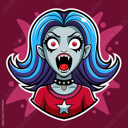 Tshirt sticker of a Scream Queen Vibes Attitude Horror Girl Sticker
