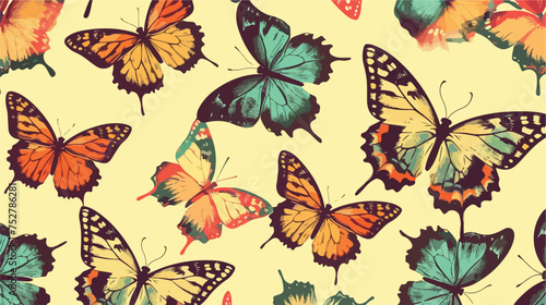 Butterflies background texture repetition wallpaper © Vector