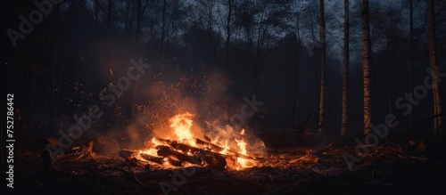 Inferno Unleashed: Raging Fire Engulfs the Forest With Intense Flames and Smoke