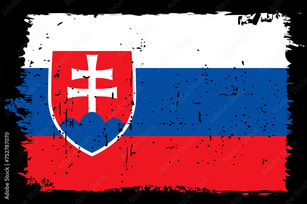Slovakia flag - vector flag with stylish scratch effect and black grunge frame. Slovakia flag - vector flag with stylish scratch effect and black grunge frame.