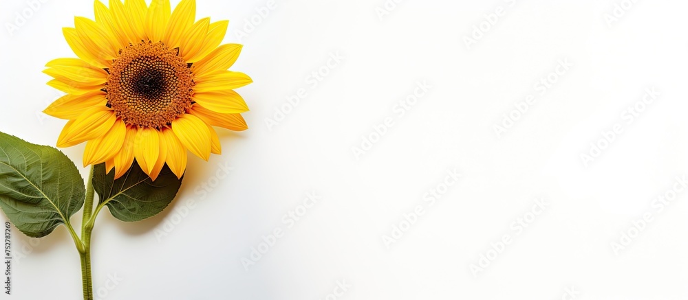 Obraz premium Vibrant Yellow Flower Blooming Beautifully on a Clean White Background